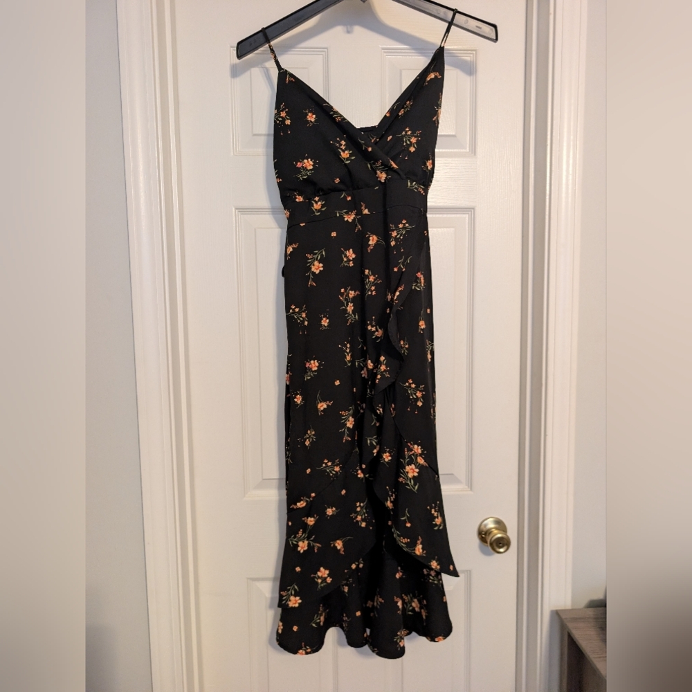 No Boundaries Black Floral High Low Dress
